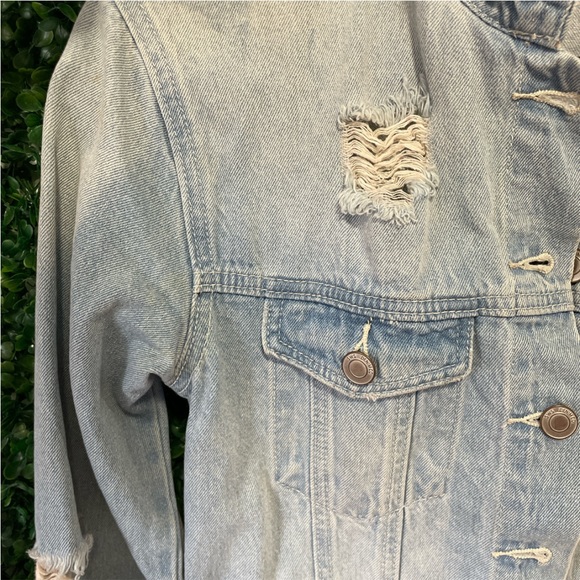 Faded Ombre Distressed Denim Jean Jacket - Picture 6 of 6